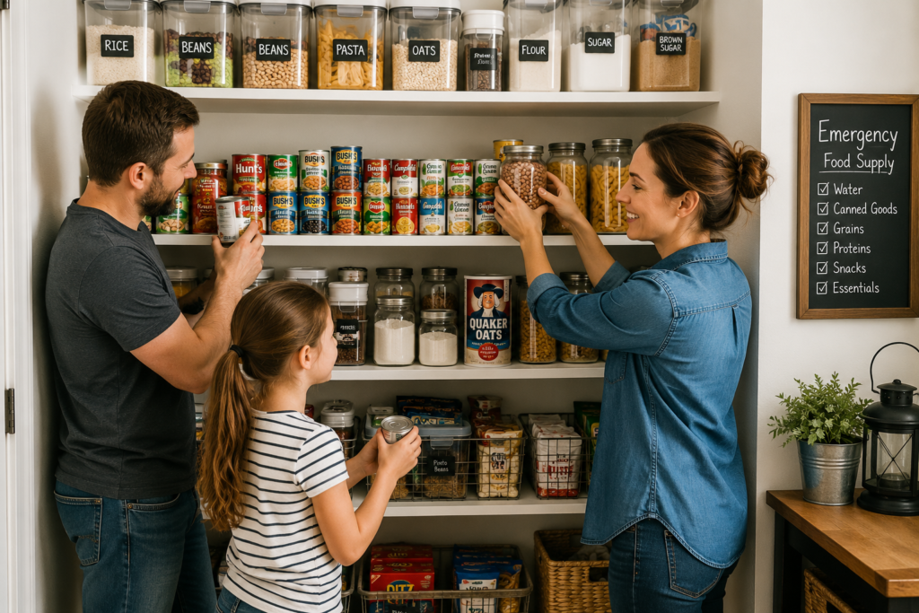 "Family building a 30-day emergency food supply"