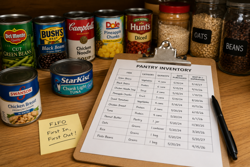 Emergency food inventory checklist.