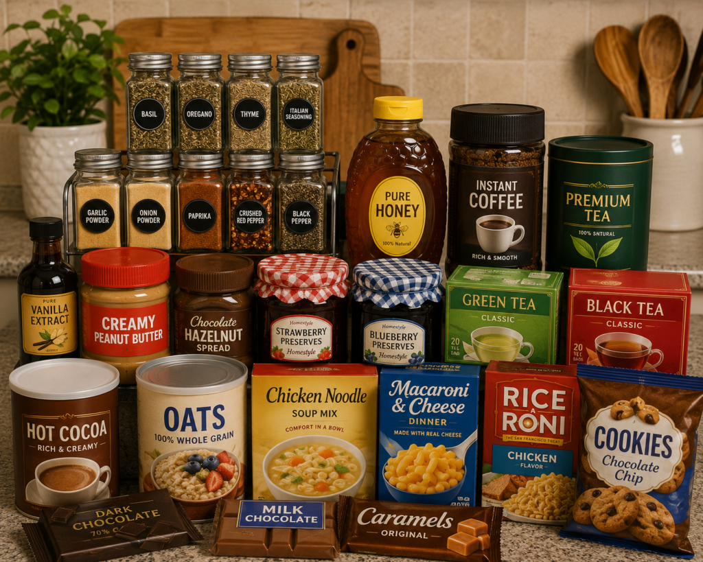 "Flavor and comfort foods for emergency food storage"